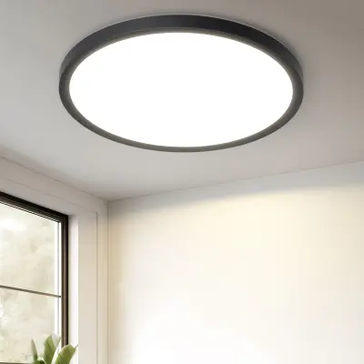 NETTLIFE ravna LED stropna svetilka za spalnico črna 18 cm 15 W nezatemnljiva topla bela 3000K