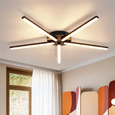 NETTLIFE LED stropna svetilka za dnevno sobo, 25", 24 W, kuhinja, črna, moderna, 5 žarnic, dizajn, hodnik, toplo bela, kristalna, spalnica za kuhinjo