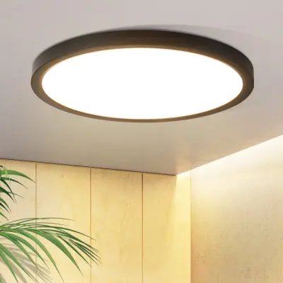 NETTLIFE ravna LED stropna svetilka črna 18 cm 15 W okrogla majhna toplo bela LED trajno integrirana 3000K