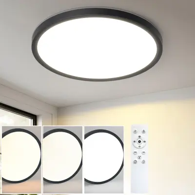 NETTLIFE ravna LED stropna svetilka za spalnico črne barve 18 cm 15 W zatemnljiva kopalniška svetilka