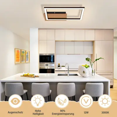 NETTLIFE LED stropna svetilka moderna stropna svetilka 12W lesena 3000K