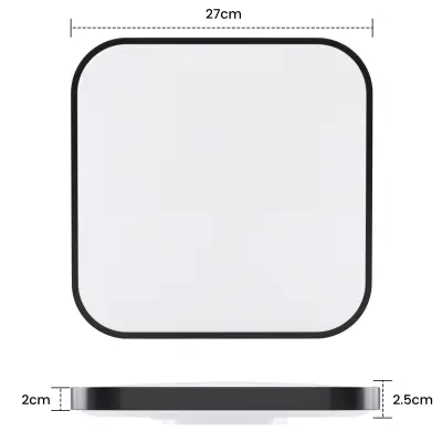 NETTLIFE LED stropna svetilka IP44 črna 27 cm 15 W zatemnljiva z daljinskim upravljalnikom, kopalnica, kvadratna za hodnik