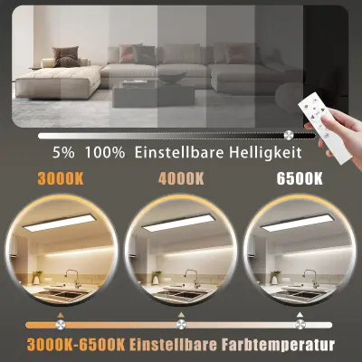 NETTLIFE LED stropna svetilka 120 x 30 - zatemnljiva stropna plošča, dolga dnevna svetilka, ravna miza z daljinskim upravljalnikom, 40 W