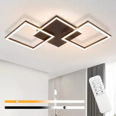 NETTLIFE LED stropna svetilka za dnevno sobo, črna, zatemnljiva, kvadratna, moderna, 36 W, z daljinskim upravljalnikom