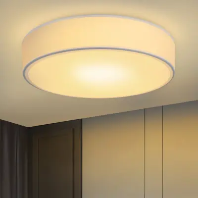 NETTLIFE Stropna svetilka za spalnico Okrogla stropna svetilka - 1 žarnica E27 Svetilka za dnevno sobo 30CM Blago Moderna svetilka za spalnico Bela