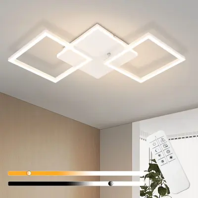NETTLIFE LED stropna svetilka za dnevno sobo, bela, zatemnljiva, kvadratna, moderna, 32 W, z daljinskim upravljalnikom