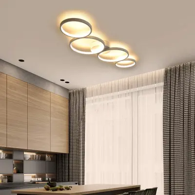 NETTLIFE Moderna okrogla LED stropna svetilka, toplo bela, 3000K, obroč, 37W, bela, 89 cm, namizna svetilka za spalnico, dnevno sobo, hodnik, pisarno