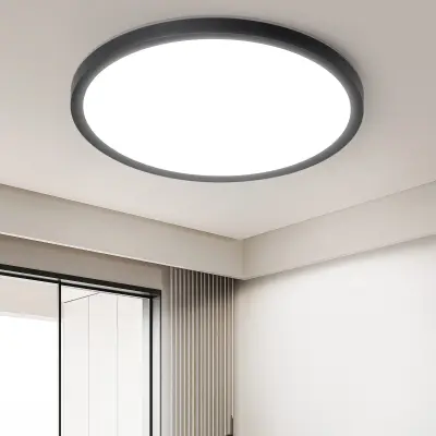 NETTLIFE ravna LED stropna svetilka za spalnico črna 18 cm 15 W nezatemnljiva topla bela 3000K