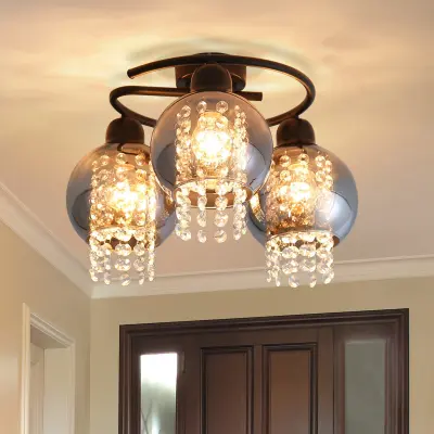 NETTLIFE Stropna svetilka za spalnico E27 dimljeno siva kristalno steklo moderna jedilnica