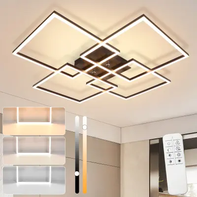 NETTLIFE LED stropna svetilka za dnevno sobo, 72 cm, črna, zatemnljiva z daljinskim upravljalnikom, 48 W, moderna pravokotna oblika