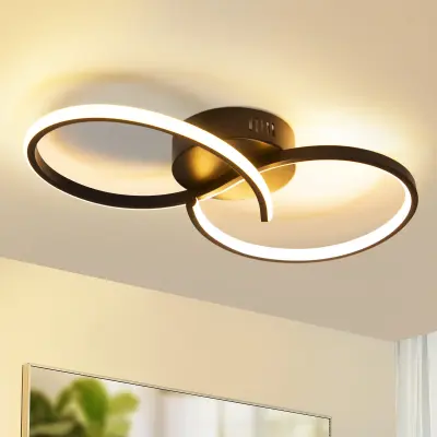 NETTLIFE Moderna LED stropna svetilka za dnevno sobo, črna, 12W, notranja, 3000K, toplo bela LED