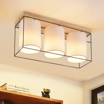 NETTLIFE Stropna svetilka za dnevno sobo, lesena, 3 žarnice E14, vintage z retro industrijskim vzorcem