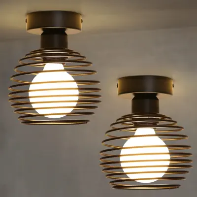 NETTLIFE Vintage stropna svetilka z 2 žarnicama, retro, za hodnik, črna, E27, max. 40 W, brez žarnic