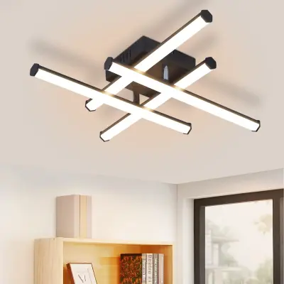 NETTLIFE LED stropna svetilka za dnevna soba, moderna stropna svetilka, črna, 24W, notranji dizajn, 3000K, toplo bela