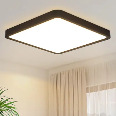 NETTLIFE LED stropna svetilka, ravna, za spalnico, 23 cm, 18 W, kvadratna, črna, 3000 K