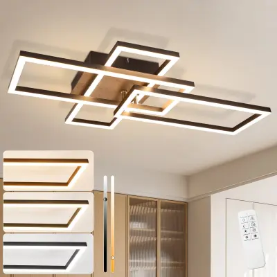 NETTLIFE LED stropna svetilka za spalnico, črn okvir, 64,3 cm, zatemnljiva z daljinskim upravljalnikom, moderna, zatemnljiva