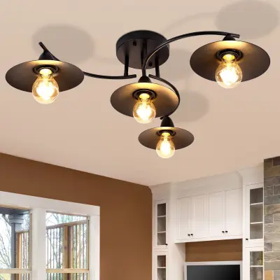 NETTLIFE Vintage stropna svetilka E27 Retro črna industrijska svetilka Notranja svetilka za hodnik Spalnica Jedilnica Razsvetljava za dnevno sobo