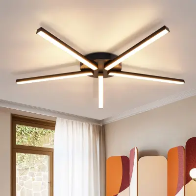 NETTLIFE LED stropna svetilka toplo bela 24W črna 64,2 cm kovinska 3000K