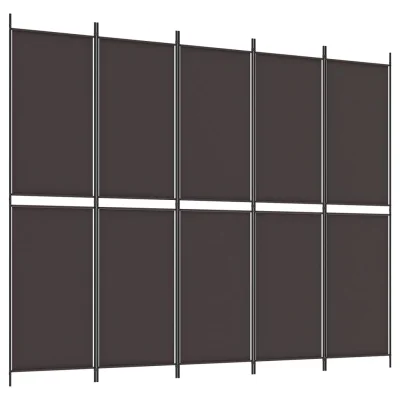Paravan - Sobne pregrade 5-delni rjav 250x200 cm blago