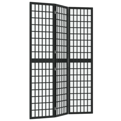 Zložljiv 3-delni Paravan - Sobne pregrade japonski stil 120x170 cm črne barve