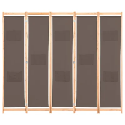 Paravan - Sobne pregrade 5-delni 200x170x4 cm rjavo blago