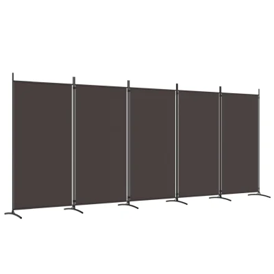Paravan - Sobne pregrade 5-delni rjav 433x180 cm blago