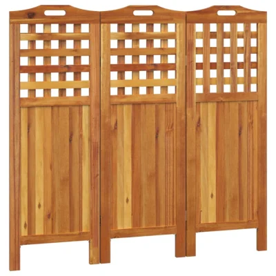Paravan - Sobne pregrade 3-delni 121,5x2x115 cm trden akacijev les