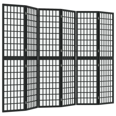 Zložljiv 6-delni Paravan - Sobne pregrade japonski stil 240x170 cm črne barve