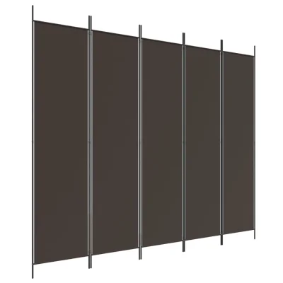 Paravan - Sobne pregrade 5-delni rjav 250x200 cm blago