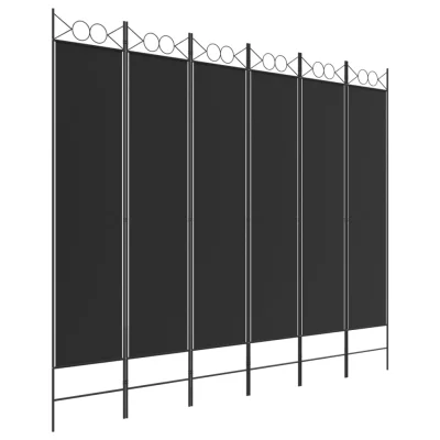Paravan - Sobne pregrade 6-delni črn 240x200 cm blago