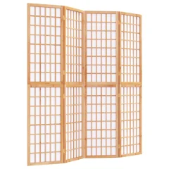 Zložljiv 4-delni Paravan - Sobne pregrade japonski stil 160x170 cm bele barve