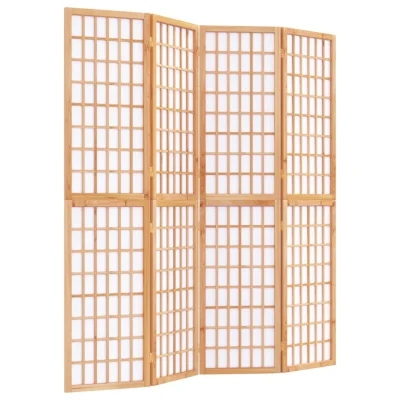 Zložljiv 4-delni Paravan - Sobne pregrade japonski stil 160x170 cm bele barve