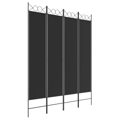 Paravan - Sobne pregrade 4-delni črno 160x200 cm blago