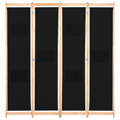 Paravan - Sobne pregrade 4-delni 160x170x4 cm črno blago