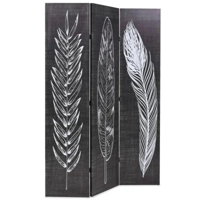 Zložljiv Paravan - Sobne pregrade 120x170 cm perje črn in bel