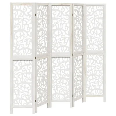 Paravan - Sobne pregrade 5-delni bel trden les pavlovnije