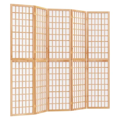 Zložljiv 5-delni Paravan - Sobne pregrade japonski stil 200x170 cm črne barve