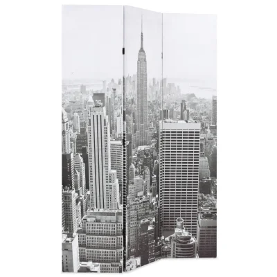 Zložljiv Paravan - Sobne pregrade 120x170 cm New York podnevi črn in bel