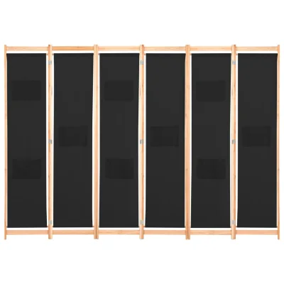 Paravan - Sobne pregrade 6-delni 240x170x4 cm črno blago