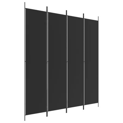 Paravan - Sobne pregrade 4-delni 200x220 cm črno blago