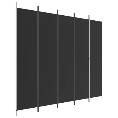 Paravan - Sobne pregrade 5-delni 250x220 cm črno blago
