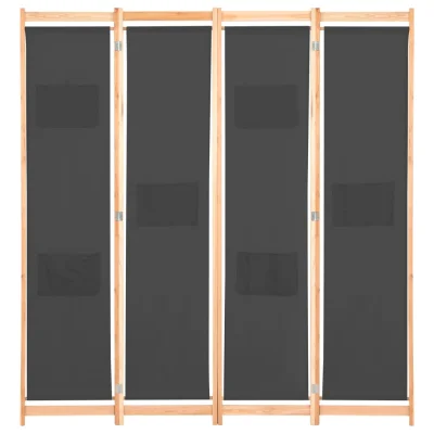 Paravan - Sobne pregrade 4-delni 160x170x4 cm sivo blago
