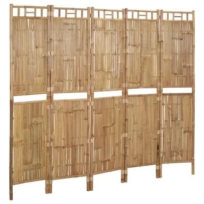 Paravan - Sobne pregrade 5-delni iz bambusa 200x180 cm