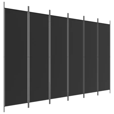 Paravan - Sobne pregrade 6-delni črn 300x200 cm blago