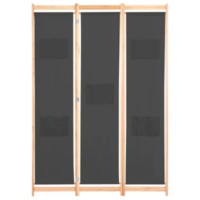 Paravan - Sobne pregrade 3-delni 120x170x4 cm sivo blago