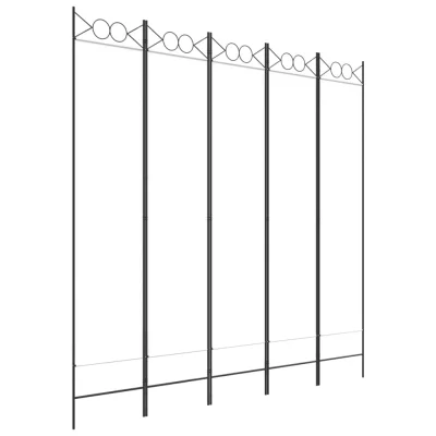 Paravan - Sobne pregrade 5-delni bel 200x200 cm blago