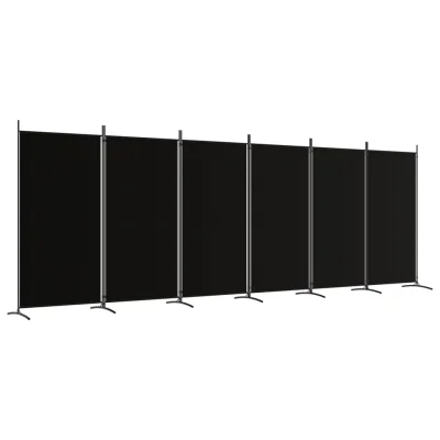 Paravan - Sobne pregrade 6-delni črn 520x180 cm blago