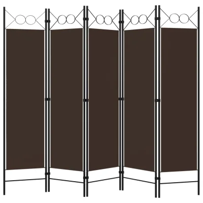 Paravan - Sobne pregrade 5-delni rjav 200x180 cm