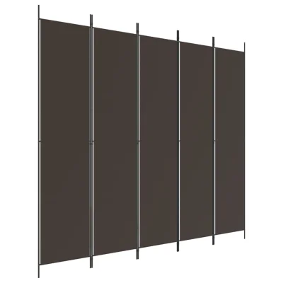 Paravan - Sobne pregrade 5-delni rjav 250x220 cm blago