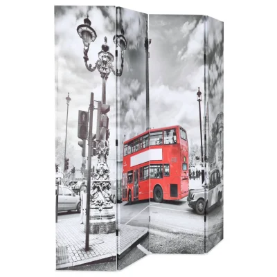 Zložljiv Paravan - Sobne pregrade 160x170 cm londonski avtobus črn in bel